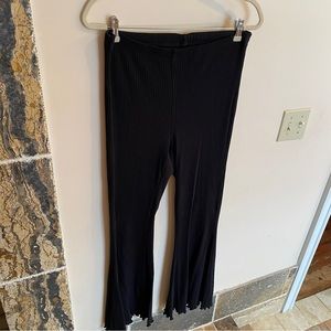 Aerie Black Ribbed Flare Pants